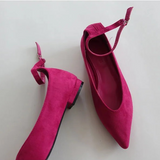 ポインテッドストラップフラットシューズ (LEATHER BLACK, SUEDE PINK, SUEDE BLACK 3COLORS!)
