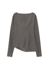 COWL NECK BLOUSE, DARK BROWN
