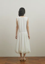 シアードVネックボリュームドレス (White)