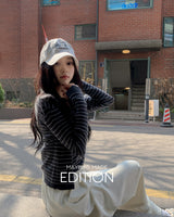 [MADE] Chen stripe cardigan & sleeveless set