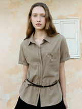 CLASSIC CHECK HALF SHIRT BROWN