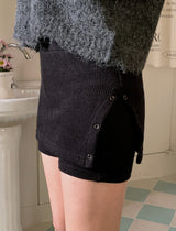 Slit Layered Knit Skirt Pants (2color)