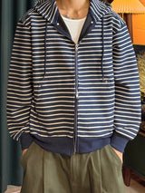 Oversized Striped Hooded Sweatshirt 2COLOR
