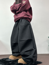 TWO PINTUCK RIVET BELT BALLOON LONG PANTS 🤎🖤💙3COLOR