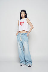 25SS アグリーハートクロップスリーブレス ホワイト