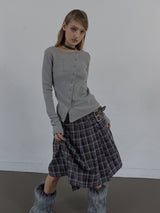 STAR BUTTON TOP / MELANGE GRAY