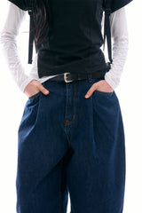 Oberon pintuck balloon denim pants