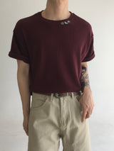 クロップ ウェザー ネック エンブロイダリー Tシャツ(3colors)