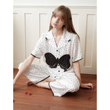 Black and white polka dot printed pajamas｜Suitable for all seasons