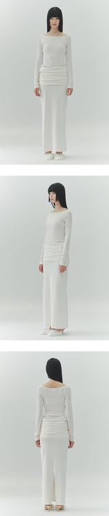 LOWER BOATNECK TOP white