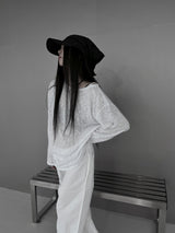 リネンシースルー長袖Tシャツ (2color)
