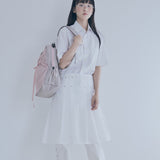 シアーレイヤードリベットプリーツスカート(white)
