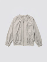 Shirring Zip-up Blouse Jumper_Grey