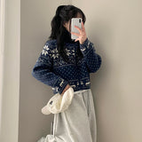 Erin High Neck Nordic Cropped Knitwear Zip-Up