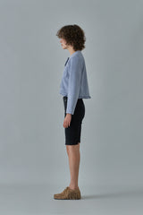 Frill crop jacket_skyblue