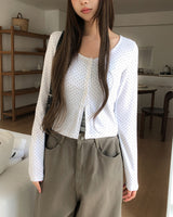 ミニットドットUネックロングスリーブカーディガン