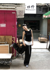 Rose Black Backless Sleeveless T-shirt