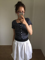 Striped V-neck Short Sleeve (2color)