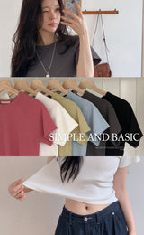 NDベーシックリブクロップショートスリーブTシャツ(6color)
