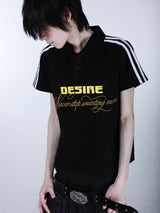 SEXXDEVIL“DESIRE”ブラック＆ゴールド ポロシャツ