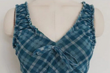 EVERGREENTY CHECK RIBBON MINI DRESS