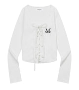 MARING EYELET LACE-UP CORSET LONG SLEEVE T (3COLOR)