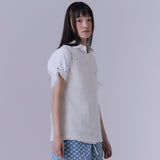 Boat neck boucle knit sleeveless (IVORY)