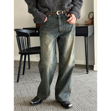 [Unisex] Oil semi wide denim pants