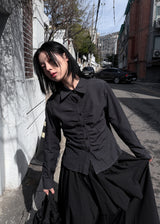 SHIRRING COTTON CHECK SHIRT
