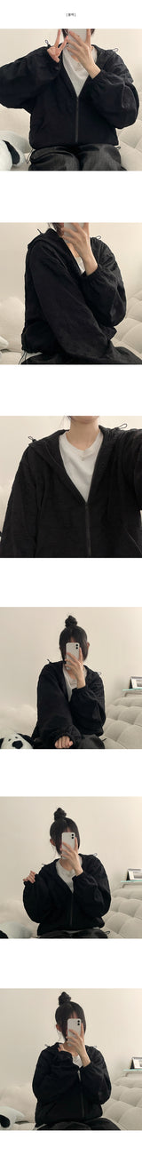 Bonv Flower Embossed stereoscopic pattern hood zip-up