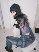 Back see-through angel long-sleeved t-shirt