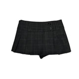 Low check button skirt