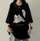 XキャットボクシーフィットニットショートスリーブT