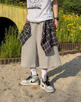 Lever Check Layered Bermuda Pants
