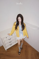 yellow wool lovely long-sleeved cardigan