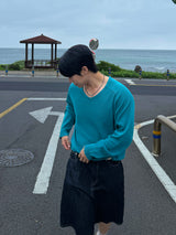 Indigo embo bermuda pants