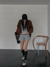 studded ribbed low-rise shorts