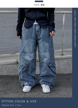 Skull Dart Wide Cargo Denim Pants