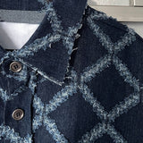 CR denim destroyed cutting cropped jacket (2 colors)