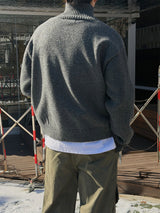 Two pocket high neck knit zip up(2color)