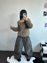 コーデュロイオーバーヒップカーゴパンツ🤎🖤🩶💚💛 - 5カラー