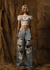 Mother See Through Floral Lace Top