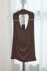 ドット ホルター スリーブレス(Brown)