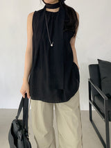 Romits Sleeveless Blouse Tie Set