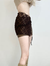 1084. Slit leather lace cover mini sk (2color)