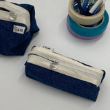 Clam round pencilcase _ Blue denim
