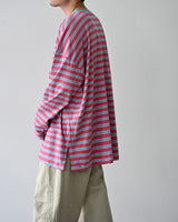 BHNY LOOSE FIT SLIT STRIPED LONG SLEEVE T-SHIRT