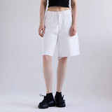 Wide Half Denim Pants White