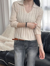 [F/W] Cable v neck kara crop knit(4color)