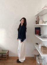 Backpoint Herringbone Cotton100 Wide Pants (2color)